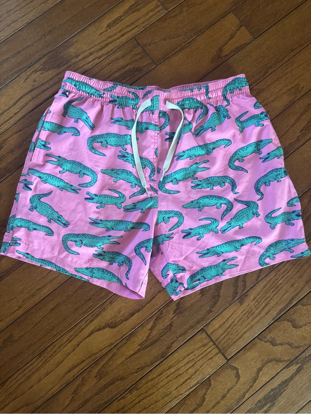 Chubbies Pink Swim Shorts with Teal Alligator